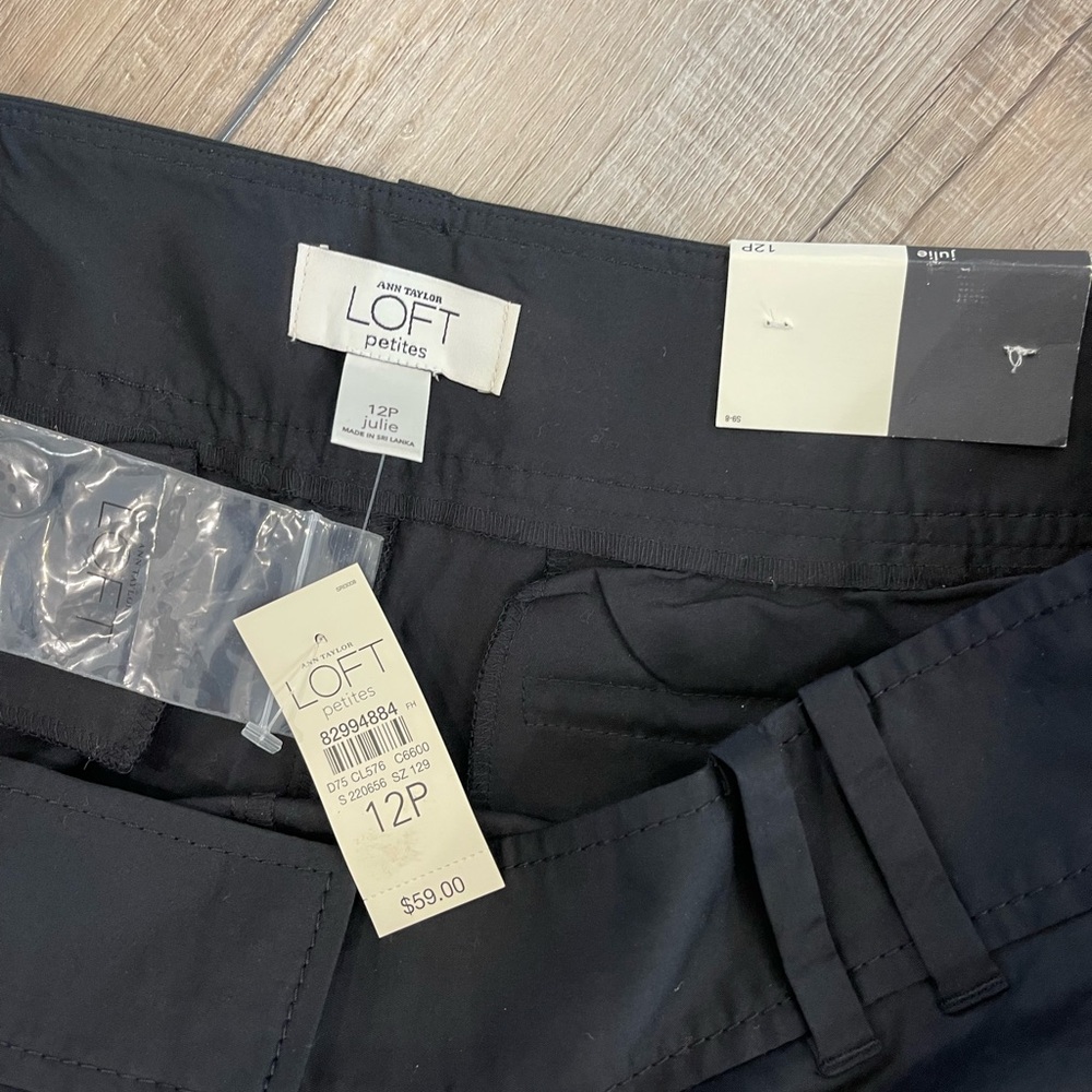NWT Ann Taylor Loft Julie Black Flared Dress Pants Petite Size 12P Stretch - Picture 3 of 7